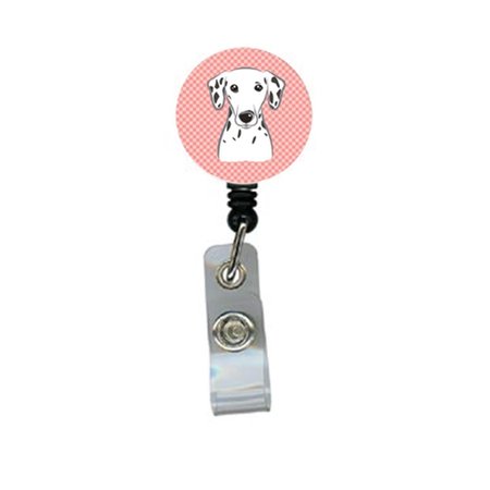 TEACHERS AID Checkerboard Pink Dalmatian Retractable Badge Reel TE250488